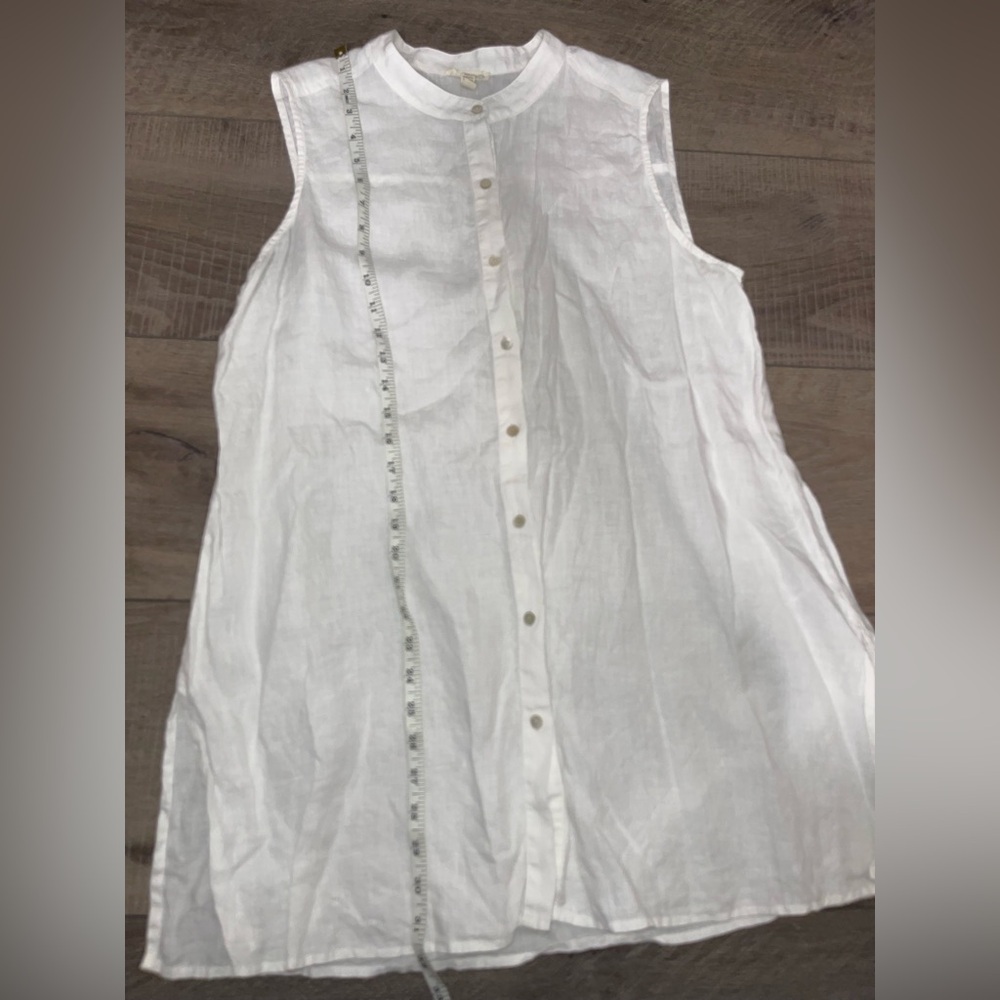Eileen Fisher Crisp White Linen Blouse - Picture 4 of 8